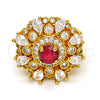 Oro Laminado Multi Stone Ring, Gold Filled Style with White and Ruby Cubic Zirconia, Polished, Golden Finish, 01.284.0006.08 (Size 8)
