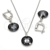 Sterling Silver Earring and Pendant Adult Set, with Black Diamond Swarovski Crystals, Polished, Rhodium Finish, 10.281.0022