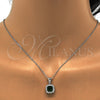 Sterling Silver Earring and Pendant Adult Set, with Green and White Cubic Zirconia, Polished, Rhodium Finish, 10.175.0059.3