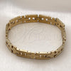 Stainless Steel Solid Bracelet, Cross Design, Polished, Golden Finish, 03.114.0229.1.09 (12 MM Thickness, 9 Inches Length)