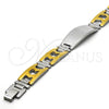 Stainless Steel Solid Bracelet, Polished, Two Tone, 03.114.0236.1.08 (14 MM Thickness, 8 Inches Length)