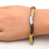 Oro Laminado Solid Bracelet, Gold Filled Style Polished, Tricolor, 03.102.0030.08 (8 Inches Length)