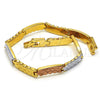 Oro Laminado Solid Bracelet, Gold Filled Style Polished, Tricolor, 03.102.0030.08 (8 Inches Length)
