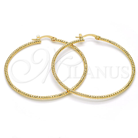 Oro Laminado Large Hoop, Gold Filled Style Diamond Cutting Finish, Golden Finish, 02.168.0036.50