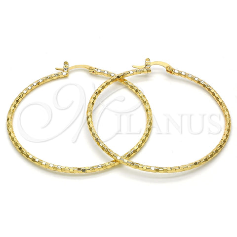 Oro Laminado Large Hoop, Gold Filled Style Diamond Cutting Finish, Golden Finish, 02.168.0037.50