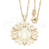 Oro Laminado Pendant Necklace, Gold Filled Style Guadalupe Design, with Gray Pearl, Polished, Golden Finish, 04.09.0054.18 (0.50 Gauge, 18 Inches Length)