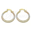 Oro Laminado Medium Hoop, Gold Filled Style Matte Finish, Tricolor, 02.65.2593.30