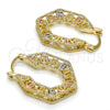 Oro Laminado Small Hoop, Gold Filled Style Polished, Tricolor, 02.102.0027.20