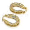 Oro Laminado Small Hoop, Gold Filled Style Polished, Tricolor, 02.102.0035.20