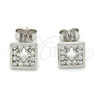 Sterling Silver Stud Earring, with White Cubic Zirconia, Polished, Rhodium Finish, 02.186.0030