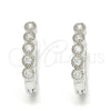 Sterling Silver Huggie Hoop, with White Cubic Zirconia, Polished, Rhodium Finish, 02.186.0045.10