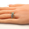 Oro Laminado Multi Stone Ring, Gold Filled Style with Aquamarine and White Cubic Zirconia, Polished, Golden Finish, 01.210.0045.13.08 (Size 8)