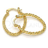 Oro Laminado Small Hoop, Gold Filled Style Twist Design, Polished, Golden Finish, 02.170.0189.20