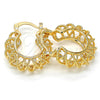 Oro Laminado Small Hoop, Gold Filled Style Twist Design, Polished, Golden Finish, 02.170.0193.20