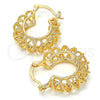 Oro Laminado Small Hoop, Gold Filled Style Twist Design, Polished, Golden Finish, 02.170.0193.20