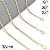 Oro Laminado Basic Necklace, Gold Filled Style Polished, Golden Finish, 04.213.0073.22 (02 MM Thickness, 22 Inches Length)