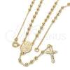 Oro Laminado Thin Rosary, Gold Filled Style Divino Niño and Crucifix Design, Polished, Golden Finish, 09.09.0005.18
