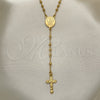Oro Laminado Thin Rosary, Gold Filled Style Caridad del Cobre and Crucifix Design, Polished, Golden Finish, 09.09.0010.18