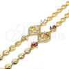 Oro Laminado Fancy Bracelet, Gold Filled Style Flower and Leaf Design, with White Cubic Zirconia, Polished, Golden Finish, 03.205.0033.07 (07 MM Thickness, 7 Inches Length)