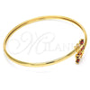 Oro Laminado Individual Bangle, Gold Filled Style Butterfly Design, with Garnet and Pink Cubic Zirconia, Polished, Golden Finish, 07.193.0018 (04 MM Thickness, One size fits all)
