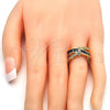 Oro Laminado Multi Stone Ring, Gold Filled Style with Amethyst and White Cubic Zirconia, Polished, Golden Finish, 01.210.0045.6.06 (Size 6)