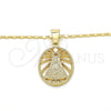 Oro Laminado Pendant Necklace, Gold Filled Style Altagracia Design, Polished, Golden Finish, 04.179.0002.18 (02 MM Thickness, 18 Inches Length)
