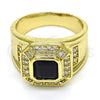 Oro Laminado Mens Ring, Gold Filled Style with Black and White Cubic Zirconia, Polished, Golden Finish, 01.266.0015.1.11 (Size 11)