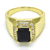 Oro Laminado Mens Ring, Gold Filled Style with Black and White Cubic Zirconia, Polished, Golden Finish, 01.266.0016.1.11 (Size 11)