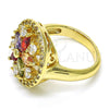 Oro Laminado Multi Stone Ring, Gold Filled Style Flower Design, with Multicolor Cubic Zirconia, Polished, Golden Finish, 01.266.0020.07 (Size 7)
