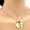 Oro Laminado Fancy Pendant, Gold Filled Style Heart Design, with White Cubic Zirconia, Polished, Golden Finish, 05.179.0056