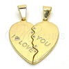 Oro Laminado Fancy Pendant, Gold Filled Style Heart Design, with White Cubic Zirconia, Polished, Golden Finish, 05.179.0060