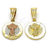 Oro Laminado Religious Pendant, Gold Filled Style Divino Niño Design, Polished, Tricolor, 05.120.0076.1