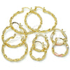 Oro Laminado Medium Hoop, Gold Filled Style Twist Design, Diamond Cutting Finish, Golden Finish, 02.170.0208.1.30