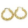 Oro Laminado Medium Hoop, Gold Filled Style Twist Design, Polished, Golden Finish, 02.170.0167.1.30