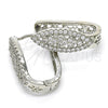 Oro Laminado Huggie Hoop, Gold Filled Style Heart Design, with White Cubic Zirconia, Polished, Rhodium Finish, 02.267.0045.15