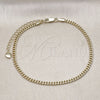 Oro Laminado Basic Anklet, Gold Filled Style Miami Cuban Design, Polished, Golden Finish, 04.213.0095.10 (Thickness, 10 Inches Length)