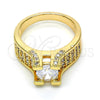 Oro Laminado Multi Stone Ring, Gold Filled Style with White Cubic Zirconia, Polished, Golden Finish, 01.284.0015.07 (Size 7)