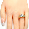 Oro Laminado Multi Stone Ring, Gold Filled Style with White Cubic Zirconia, Polished, Golden Finish, 01.284.0015.08 (Size 8)