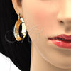 Oro Laminado Medium Hoop, Gold Filled Style Greek Key Design, Polished, Golden Finish, 02.261.0043.35