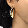 Oro Laminado Medium Hoop, Gold Filled Style Greek Key Design, Polished, Golden Finish, 02.261.0043.35