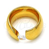 Stainless Steel Multi Stone Ring, with White Cubic Zirconia, Polished, Golden Finish, 01.309.0001.08 (Size 8)