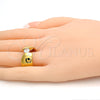 Stainless Steel Multi Stone Ring, with White Cubic Zirconia, Polished, Golden Finish, 01.309.0001.09 (Size 9)