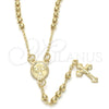 Oro Laminado Thin Rosary, Gold Filled Style Divino Niño and Crucifix Design, Polished, Golden Finish, 09.02.0040.18