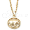 Oro Laminado Pendant Necklace, Gold Filled Style Elephant Design, Polished, Golden Finish, 04.09.0166.18 (02 MM Thickness, 18 Inches Length)
