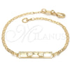 Oro Laminado ID Bracelet, Gold Filled Style Heart and Mariner Design, Polished, Golden Finish, 03.32.0097.06