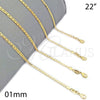 Oro Laminado Basic Necklace, Gold Filled Style Mariner Design, Polished, Golden Finish, 04.32.0007.22 (0.80 Gauge, 01 MM Thickness, 22 Inches Length)