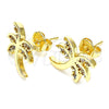 Oro Laminado Stud Earring, Gold Filled Style Tree Design, with White Cubic Zirconia, Polished, Golden Finish, 02.195.0094