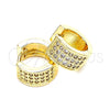 Oro Laminado Huggie Hoop, Gold Filled Style with White Micro Pave, Polished, Golden Finish, 02.195.0096.12