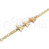 Oro Laminado Fancy Bracelet, Gold Filled Style Butterfly Design, Polished, Golden Finish, 03.63.1879.08 (04 MM Thickness, 8 Inches Length)