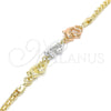 Oro Laminado Fancy Bracelet, Gold Filled Style Dolphin Design, Polished, Tricolor, 03.63.1886.1.08 (04 MM Thickness, 8 Inches Length)